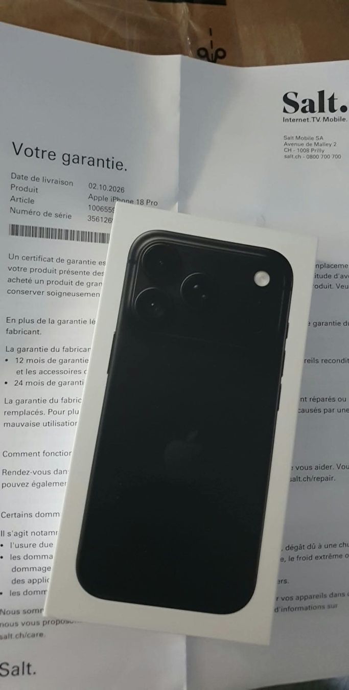 Apple Handys / Smartphones: IPhone 18 pro 256 neuf neue – Neu und originalverpackt aus Savièse von Hamprecht 1