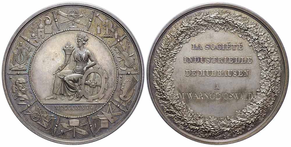 Medaillen: Frankreich, Preismedaille 1825, Mulhausen – Gebraucht aus Chiasso von Novamarketing