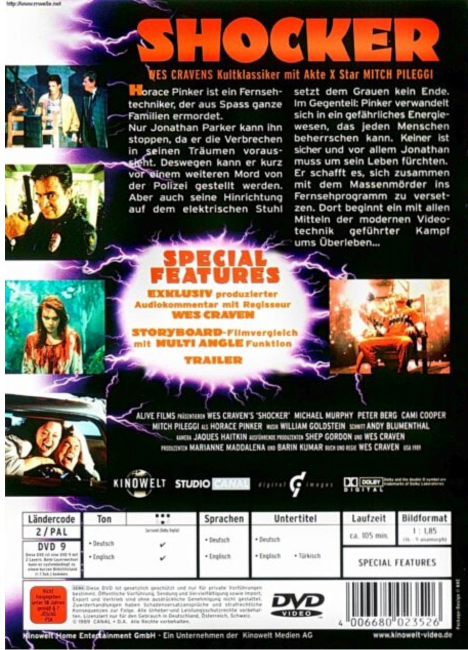 Alle DVDs: Shocker (1989) von Wes Craven – Gebraucht aus Brunnen von Barfly5 1