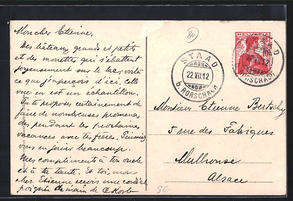 Cartoline postali: Rorschach, Hafen mit Kornhaus und Dampfe – Usato da Berlin venduto da bartko-reher 1