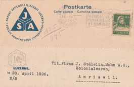 Luzern , Postkarte mit Reklame JSA-1926