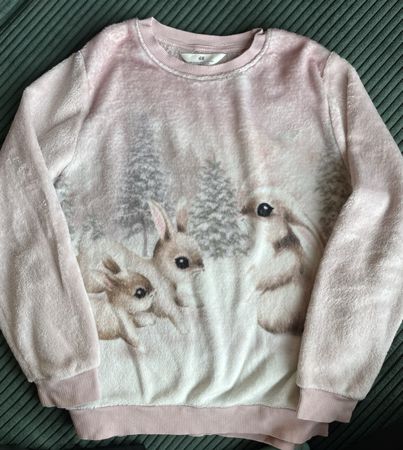 H&M Pullover rosa mit Hasenmotiv Grösse 128 guter Zustand