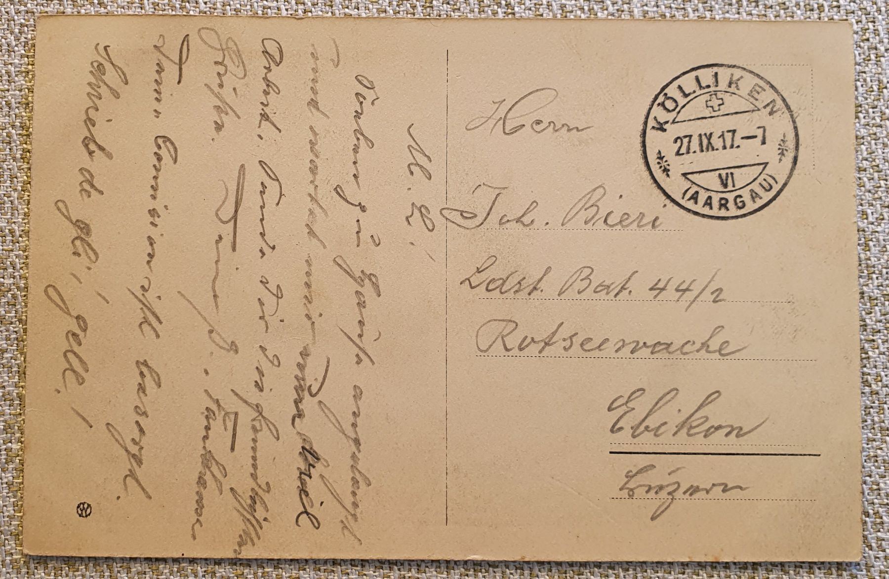 Cartoline postali: Uerkheim  - Kirche und Pfarrhaus 1917 – Usato da Kreuzlingen venduto da Rschweiz1 1