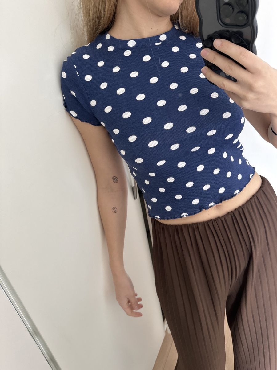 Top: Blaues Punkte Crop Top, Grösse S – Usato da Rheineck venduto da sam_9m27 1