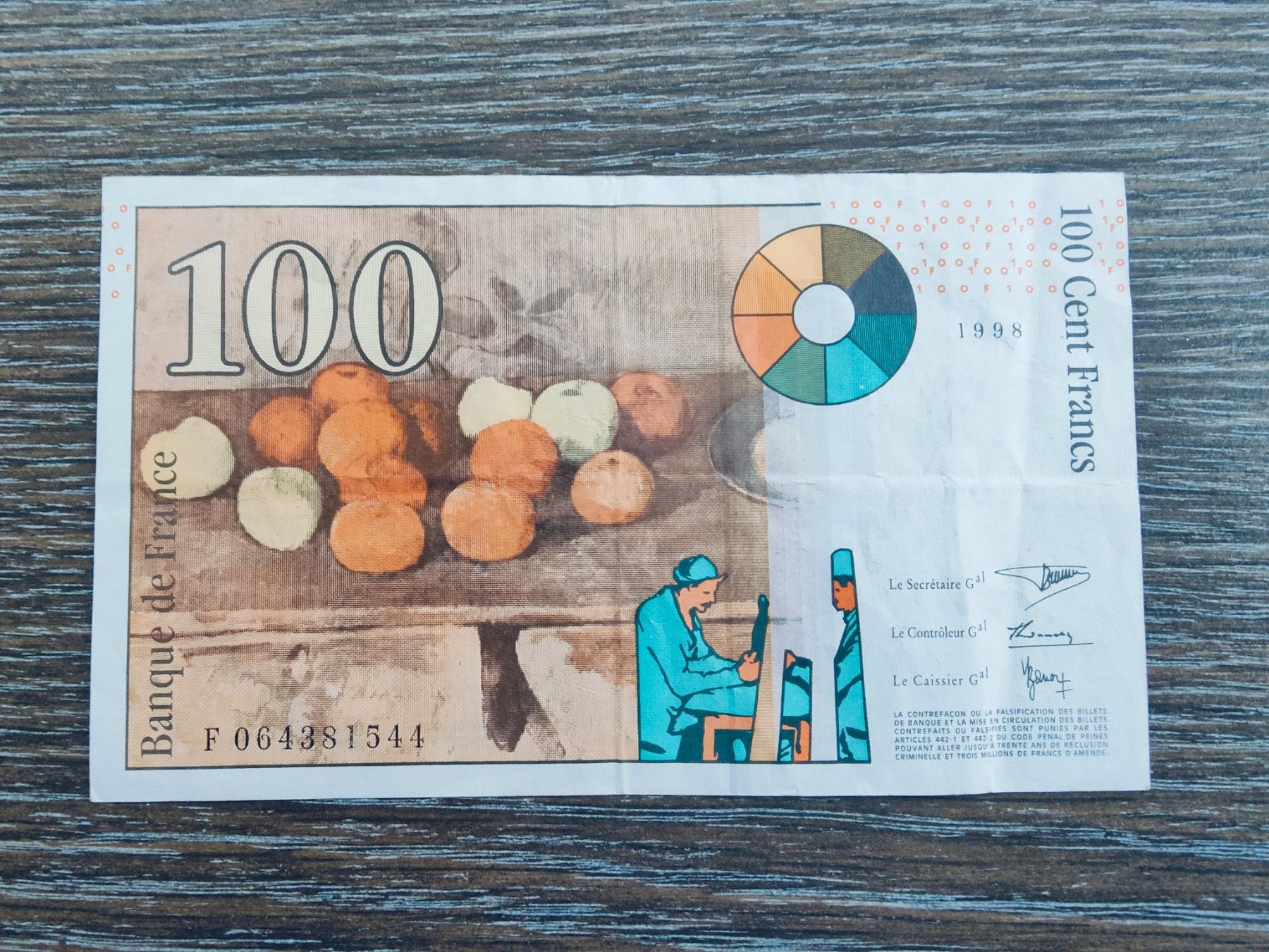 Banknoten: Frankreich 100 Francs 1998 !!!!!!! – Gebraucht aus Flaach von Lonzo99 1