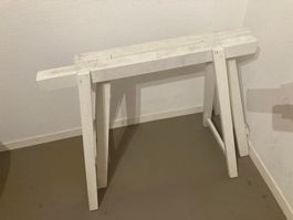 Holzböcke-PAAR für Tischplatte weiss Tischböcke