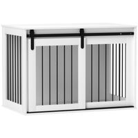 Hundebox mit Schiebetür, Belüftung, 98 x 58 x 61 cm, Walnuss
