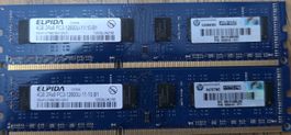 2x 4GB ELPIDA PC3-12800U DDR3 RAM Modules