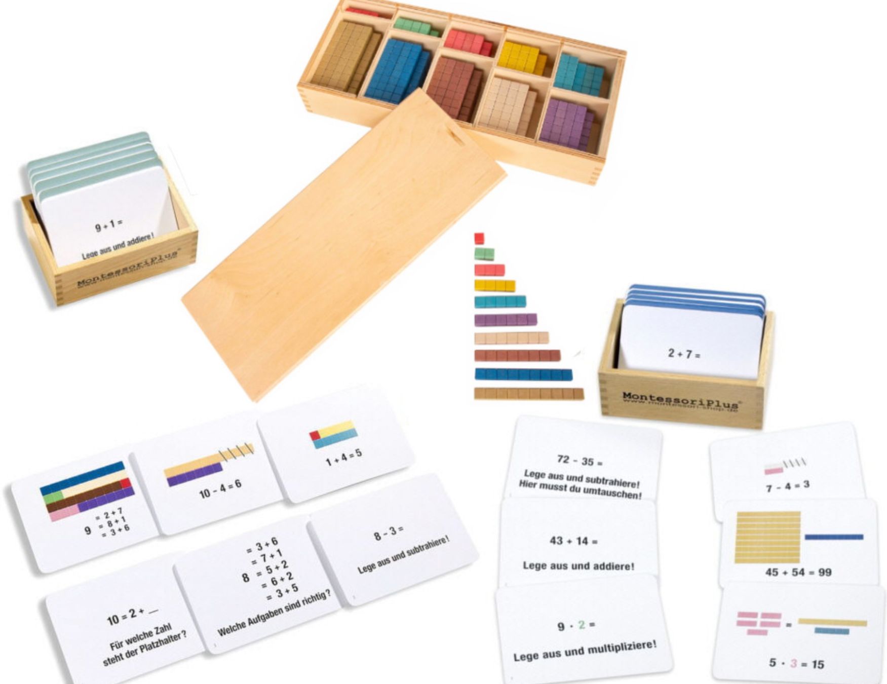 Giochi: Montessori Rechenstäbchen mit 200 Aufgabenkarten. – Usato da Zürich venduto da mikedome 6