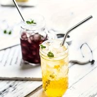 4 Edelstahl Trinkhalme wiederverwendbar + Bürste Set neuwert