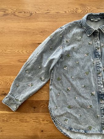 Jeansjacke Blumen M