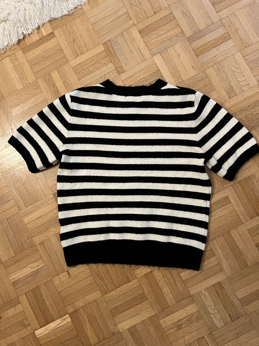 H&M T-shirt: Gest. Strickpullover kurzarm Ringel Schwarz Weiss Gr. M – Usato da Zürich venduto da sop_xbd7 2