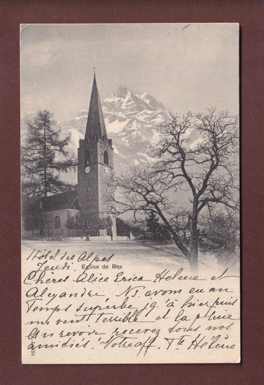 Cartoline postali: BEX - L'Eglise - 1901 – Usato da Pully venduto da nicecards