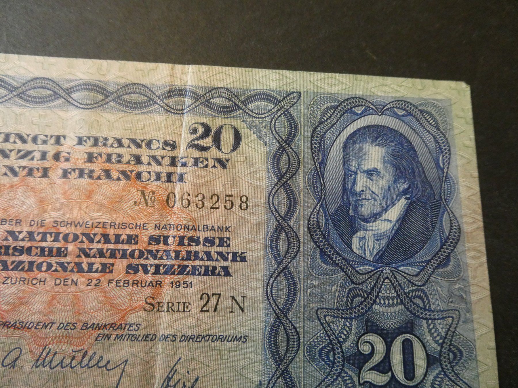 Banconote: Schweiz 1951, 20 Franken – Usato da Hinterforst venduto da rohusri 1
