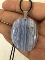 Pendentif en pierre Calcédoine Bleu