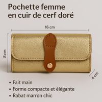 Pochette femme cuir doré 16cm