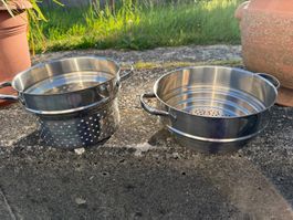 Dampfgaraufsätze Edelstahl 2 Stk. guter Zustand