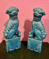 Statuettes chinoises chiens Foo  turquoise - Déco tendance!