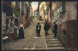 Lugano, Via Cattedrale mit Anwohnern und
