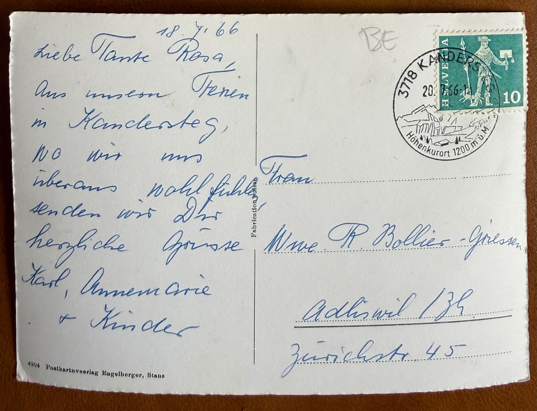 Cartoline postali: Oeschinensee  1966 – Usato da Lutry venduto da Ediego 2