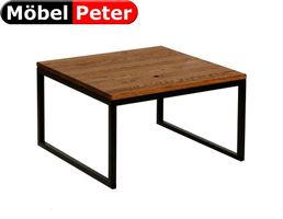 Salontisch 60x60 mit Holzplatte dunkel