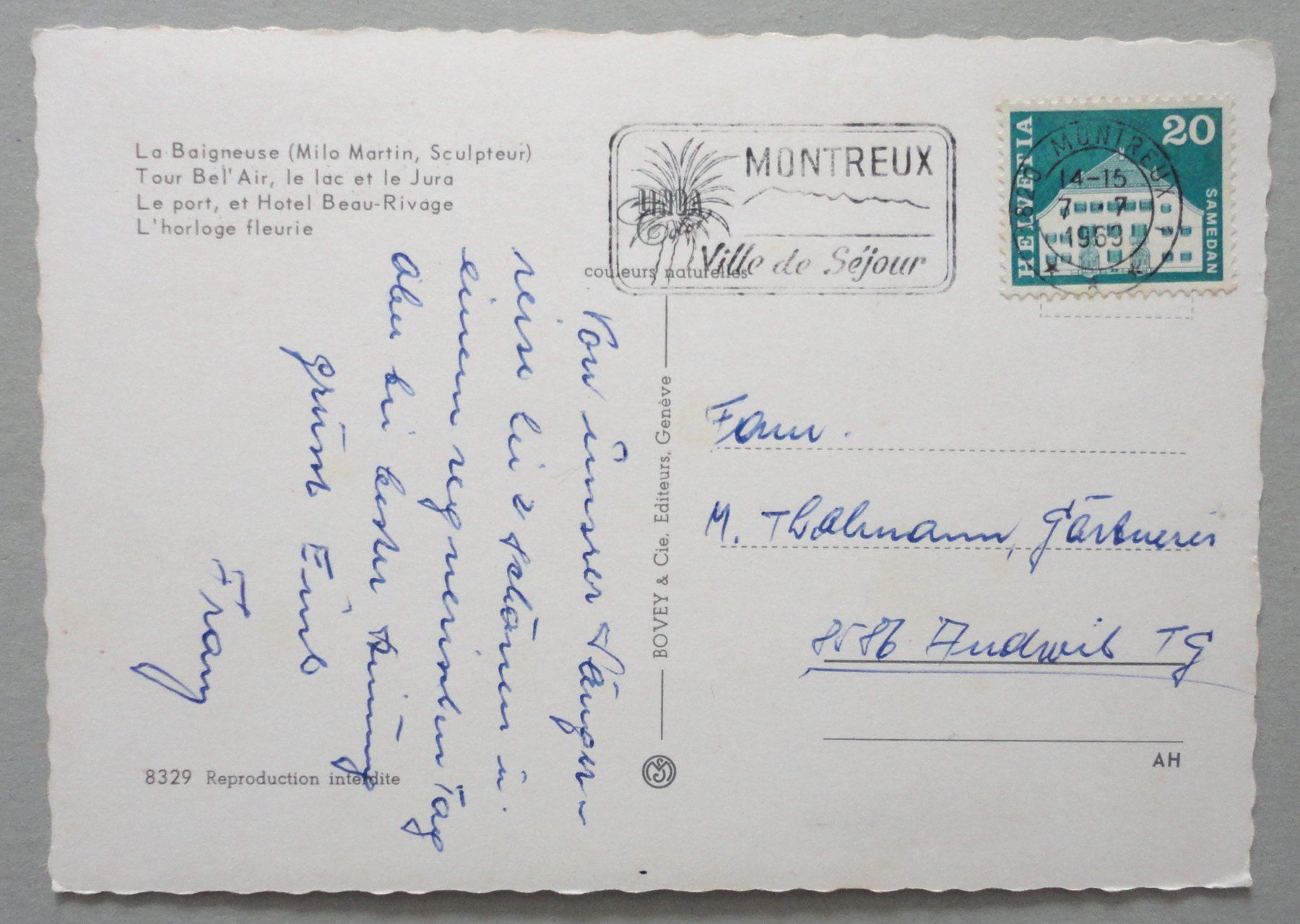 Cartoline postali: Ouchy - Lausanne – Usato da Fétigny venduto da Billy2miny 1