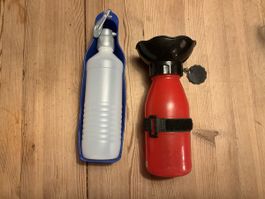 2 Hunde-Trinkflaschen, unterschiedliche Funktionsweisen