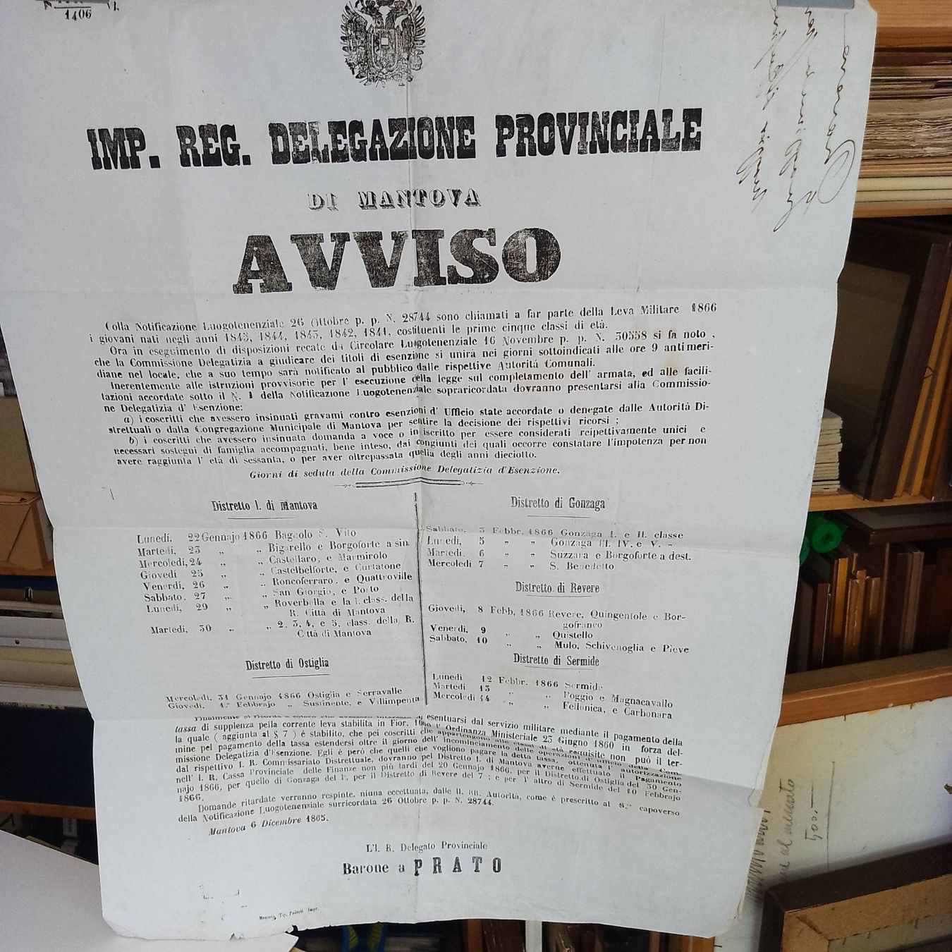 Dokumente: Italia - Mantova - 1865 – Gebraucht aus Sorengo von 74in