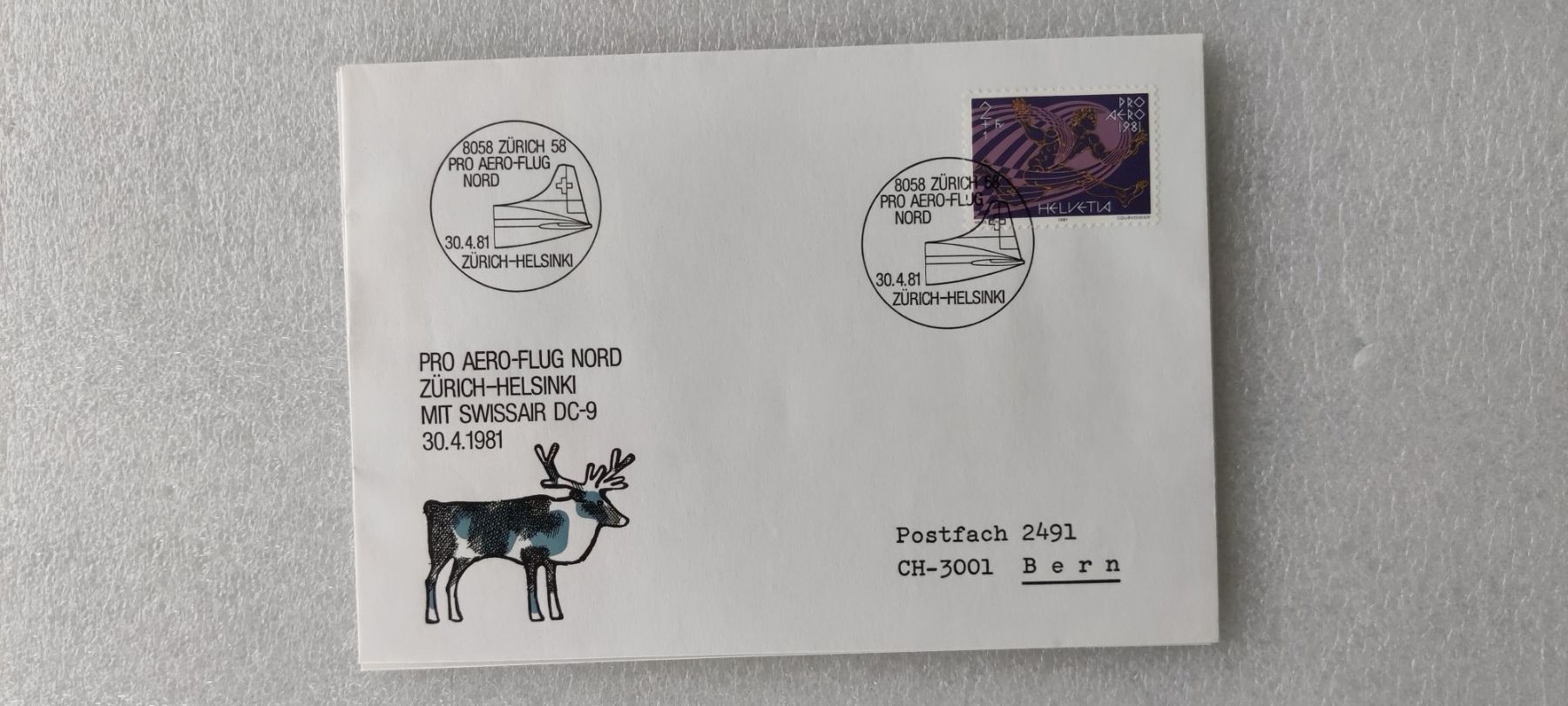 Tutti i francobolli: 4 Stück PRO Aero Flug Schweizer Briefmarken1981 – Usato da Zürich venduto da sendbad 4