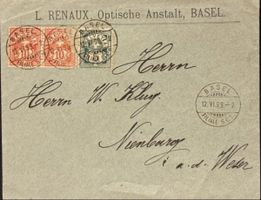 Schweiz Brief 1899 Basel-Deutschland | Helvetia Marken