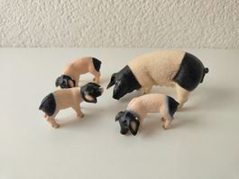 Schleich Schweine Schwäbisch Hällische Familie Bauernhof