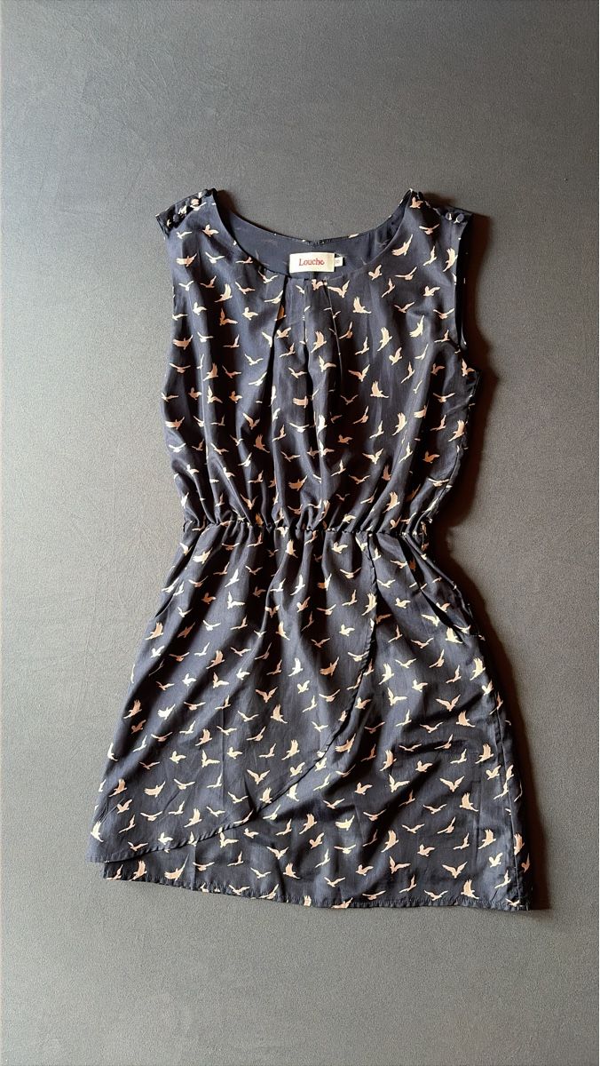 Vestiti: Damen Kleid dunkelblau Vogelmuster – Usato da Sumiswald venduto da M85G