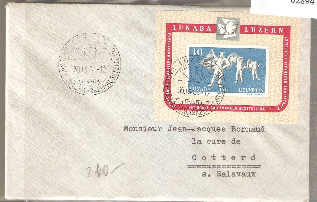 Alle Briefmarken: Lunaba Brief  Sst. 30.10.51 – Gebraucht aus Lausanne von Whorvath
