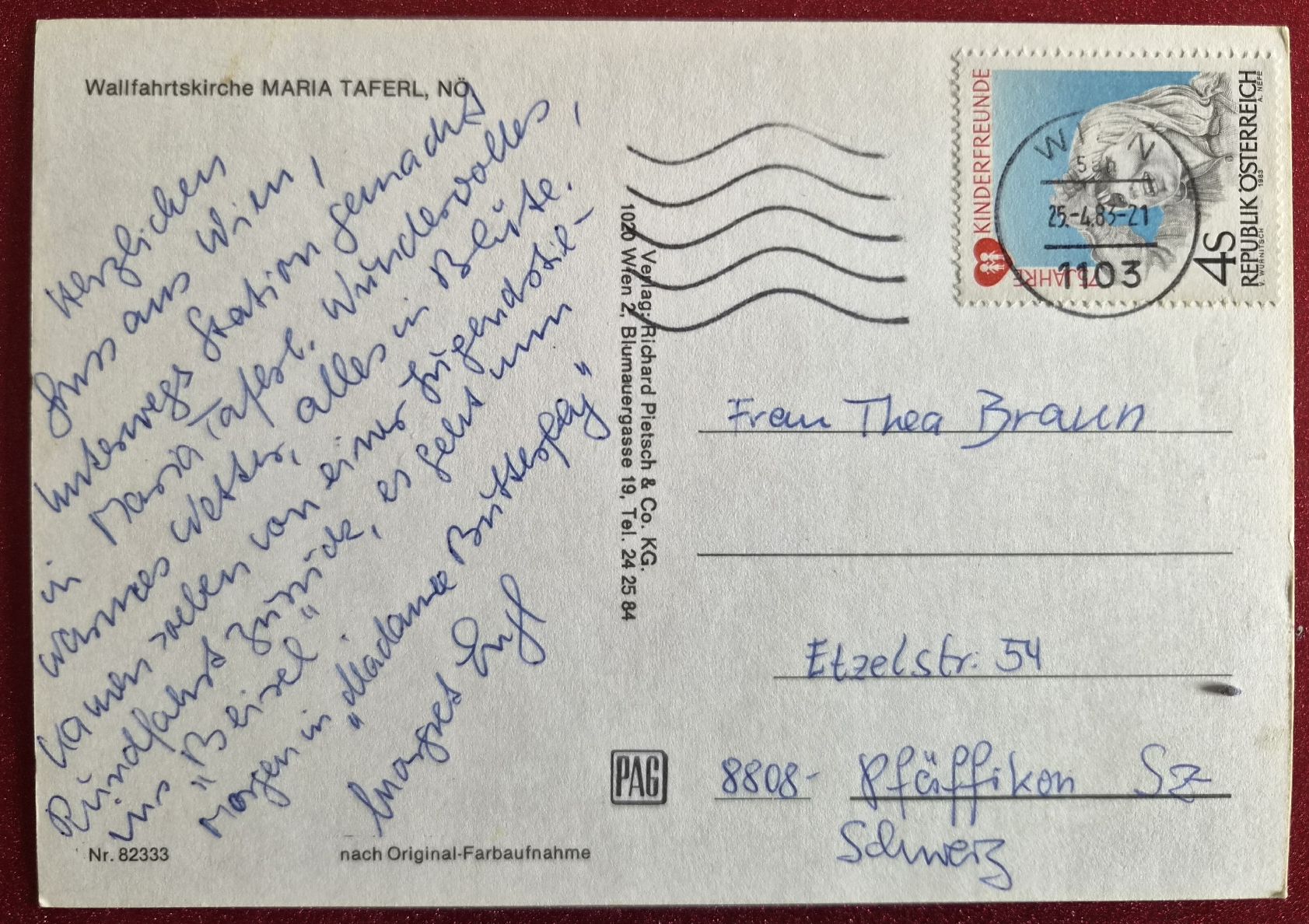Cartes postales: Wallfahrtskirche Maria Taferl 1983 – D'occasion à Melchnau par Arthurius 1