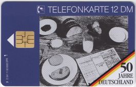 Kriegswirren auf Telefonkarte der Serie 50 Jahre Deutschland