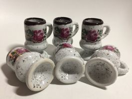 6 verres à liqueur en céramique / 6 Likor Gläser auf keramik