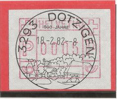 3293 DOTZINGEN SK72 EVT 18.02.82 auf ATM (FRAMA)