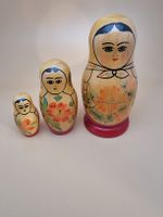 3 Matrjoschka Puppen, vintage, Handbemalt, Holz,