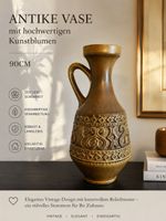 Vintage Keramikvase Braun/Oliv mit Reliefdekor – Mid Century