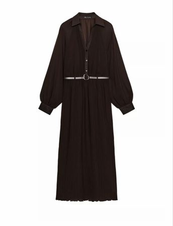 ZARA MITTELLANGES PLISSEEKLEID MIT GÜRTEL