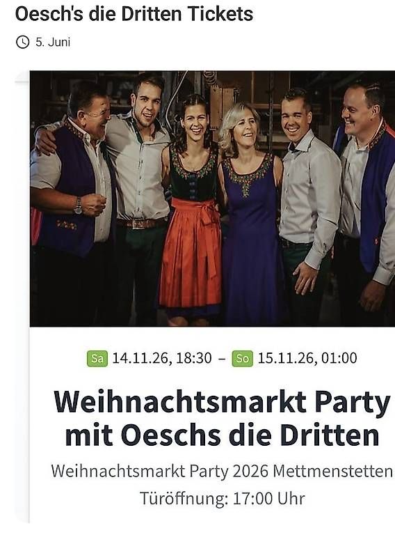 Biglietti: Oesch's die Dritten  - Weihnachtsmarkt-Party – Usato da Gutenswil venduto da taminu
