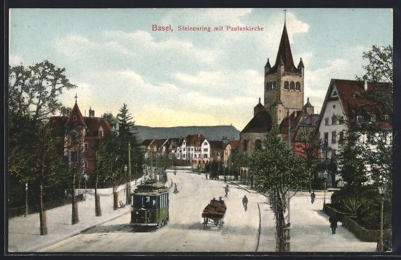 Cartoline postali: Basel, Strasse Steinenring mit Strassenb – Usato da Berlin venduto da bartko-reher
