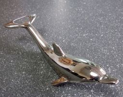 Vintage Flaschenöffner Delfin aus Metall verchromt