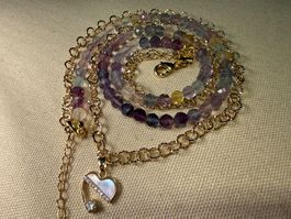 ✨ Handgefertigte Fluorit Doppel-Halskette Collier  Neu  ✨