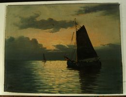 P. Opennzer Segelschiffe Oel auf Leinwand