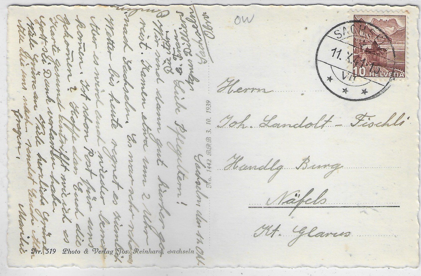 Cartoline postali: Sachseln mit Sarnersee und Schwendi – Usato da Ettingen venduto da Kartenplanet 1