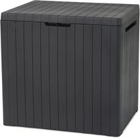 Aufbewahrungsbox 113L Balkon Box Kunststoff Holzoptik Grau
