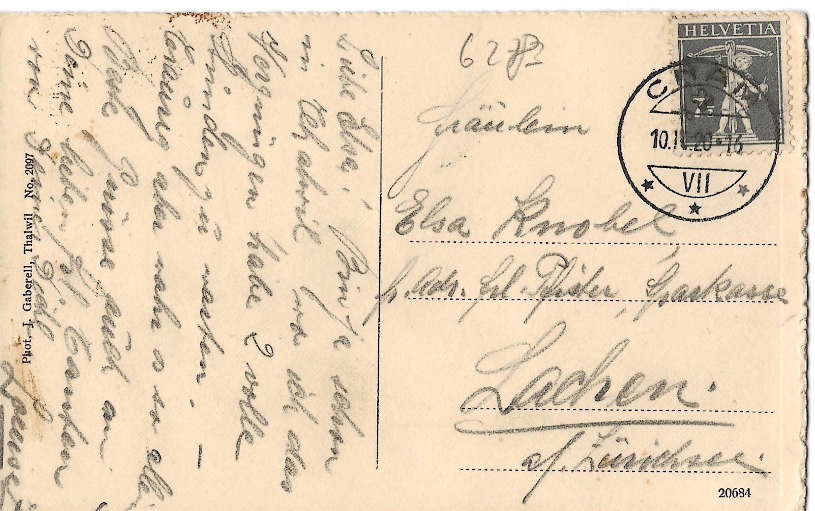 Cartes postales: Thalwil, 1920 – D'occasion à Frauenfeld par Merk52 1