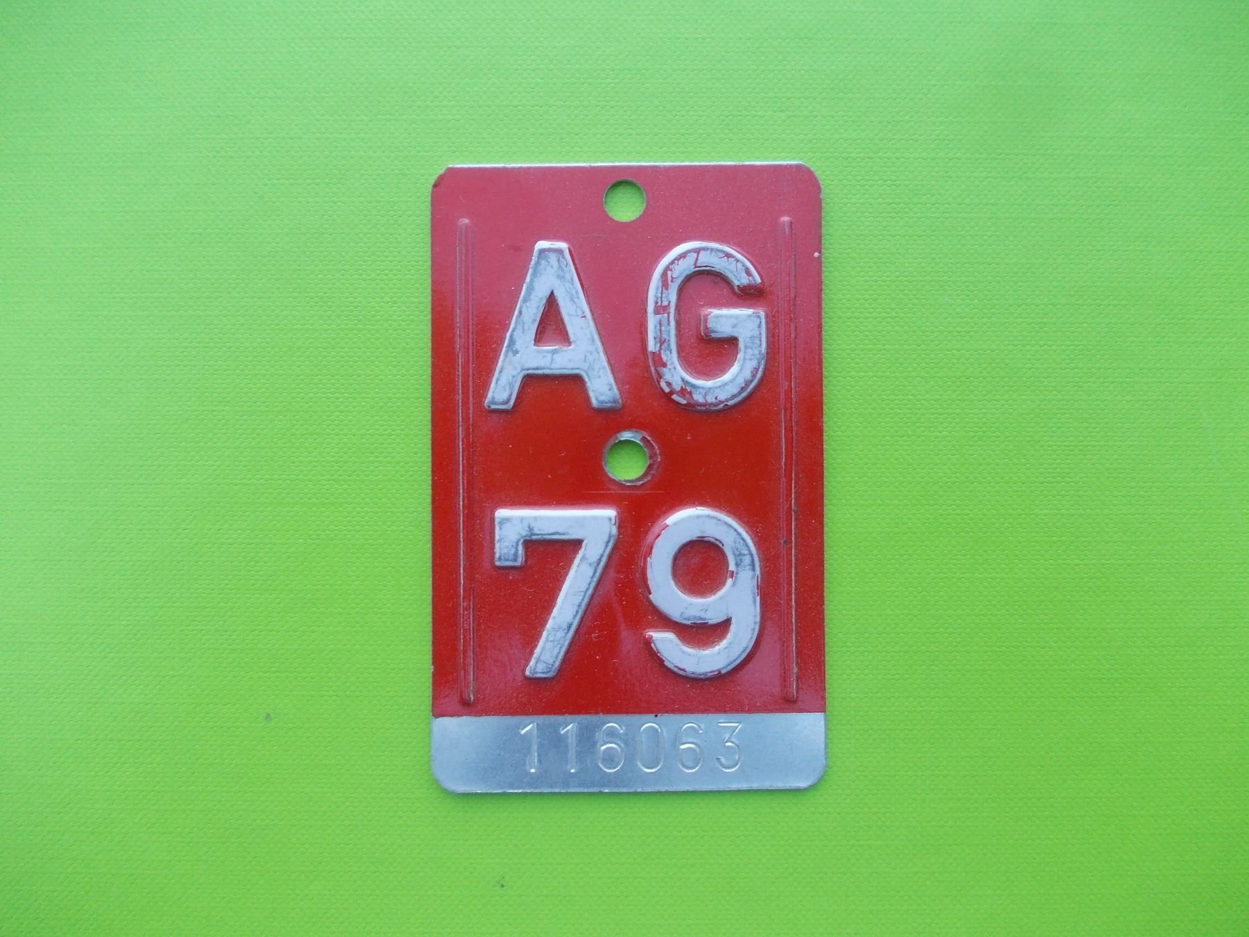 Insegne: Velonummer / Fahrradnummer AG 79 – Usato da Gsteigwiler venduto da HORMIGA21