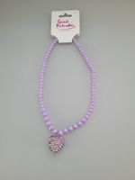 Perlenkette mit Herzanhänger Violett  Great Pretenders